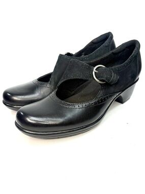 Clark’s Black Leather Heeled Loafers | 9W